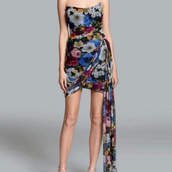 Ghrail Grove Strapless Floral Mesh Mini Dress - Picture 1 of 2